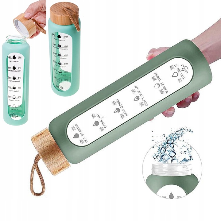 BIDON BUTELKA SZKLANA SZCZELNA NA WODĘ KUBEK POJEMNIK NA NAPÓJ SHAKER 1L