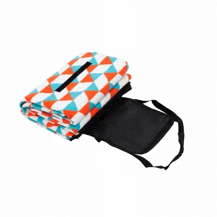 Piknikowa MATA PLAŻOWA KOC polarowy Z IZOLACJĄ 200x200cm DUŻA lekka MIĘKKA