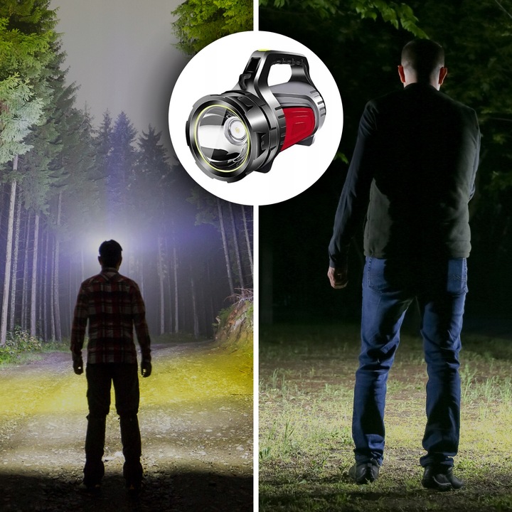 MOCNA LATARKA AKUMULATOROWA SZPERACZ LED POWERBANK ŁADOWANIE TURYSTYCZNA