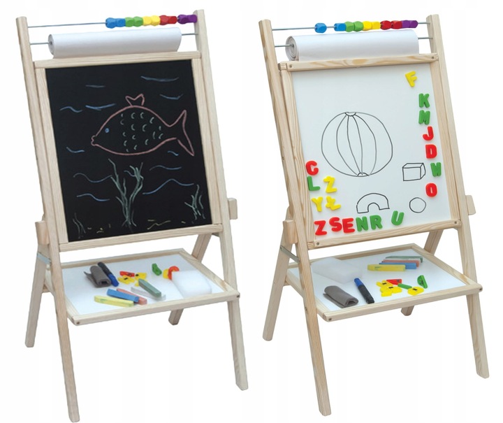 Obrotowa tablica magnetyczna 4w1 papier + dodatki