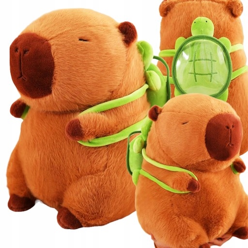 MASKOTKA KAPIBARA PLUSZAK ZABAWKA PLUSZOWA Z PLECAKIEM ŻÓŁWIK BORSUK BÓBR