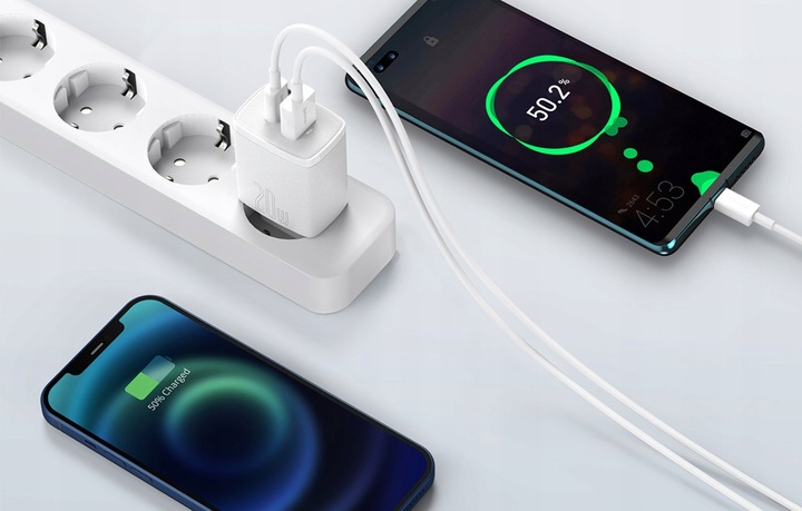 BASEUS ŁADOWARKA SIECIOWA ZASILACZ KOSTKA USB-A USB-C QC 3.0 PD 3.0 5V 3A