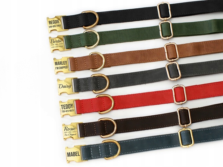 Obroża Dla Psa Skórzana z Grawerem r. L Czerwony