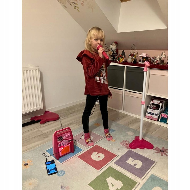 Gitara Elektryczna dla Dzieci Rockowa z Mikrofonem Wzmacniaczem Gra Świeci