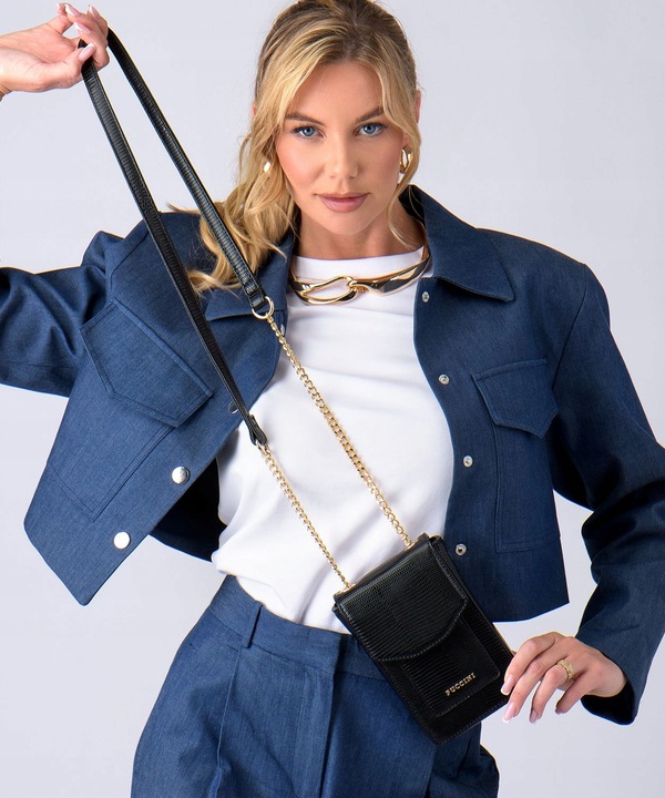 Mini Mała Torebka Damska Listonoszka Z Łańcuszkiem PUCCINI Czarna BML059T-1