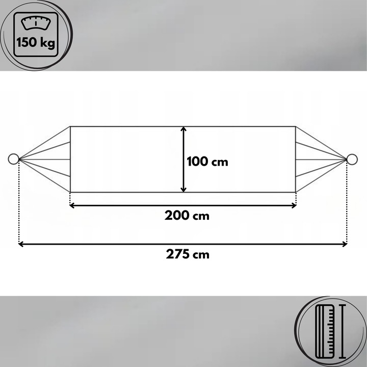 HAMAK OGRODOWY TURYSTYCZNY BOHO MOCNY 100x200cm 150kg + TORBA