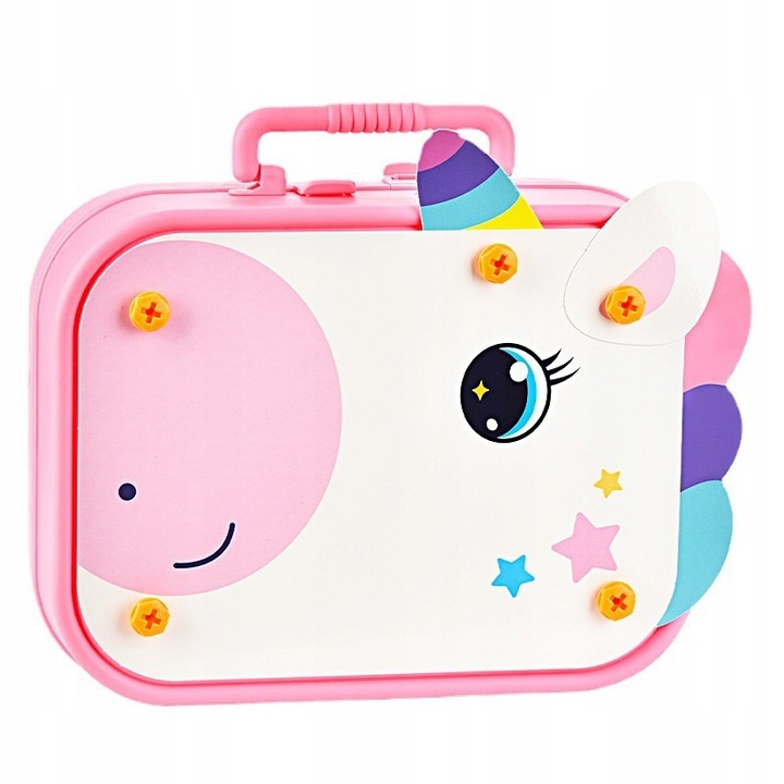 KLOCKI 3D JEDNOROŻEC Konstrukcyjne wkrętarka walizka układanka + BATERIE