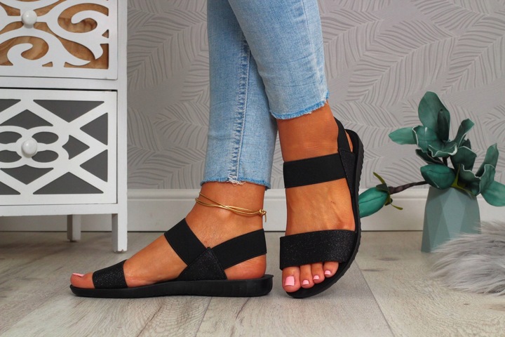 SANDAŁY DAMSKIE SPORTOWE NA GUMIE CZARNE NA LATO