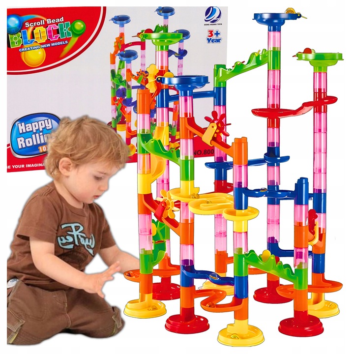 TOR KULKOWY KULODROM KLOCKI KONSTRUKCYJNE ZESTAW 105 EL KULKI 30 KULEK