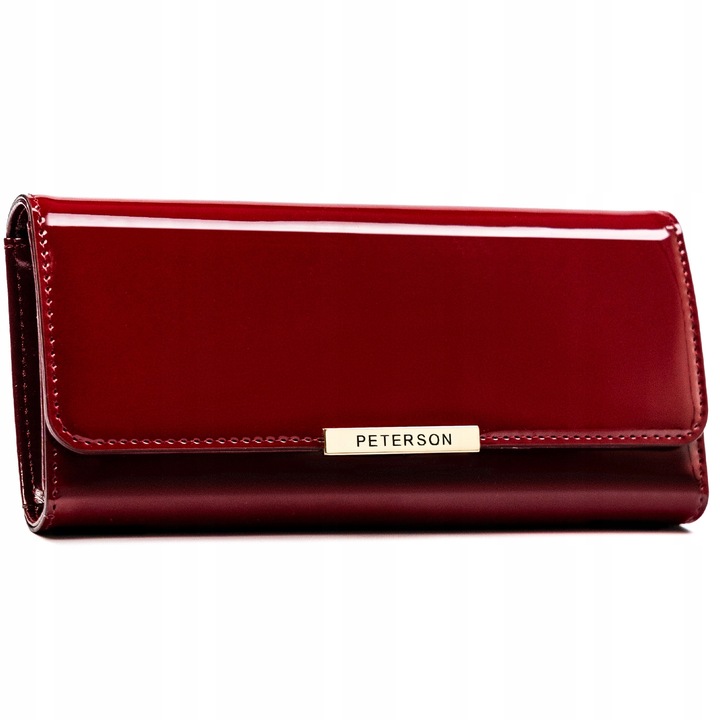 Portfel damski duży RFID na zatrzask pojemny na karty dokumenty PETERSON