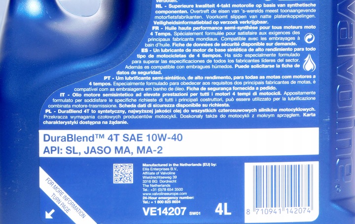 Olej silnikowy Valvoline DURABLEND 4T 4 l 10W-40