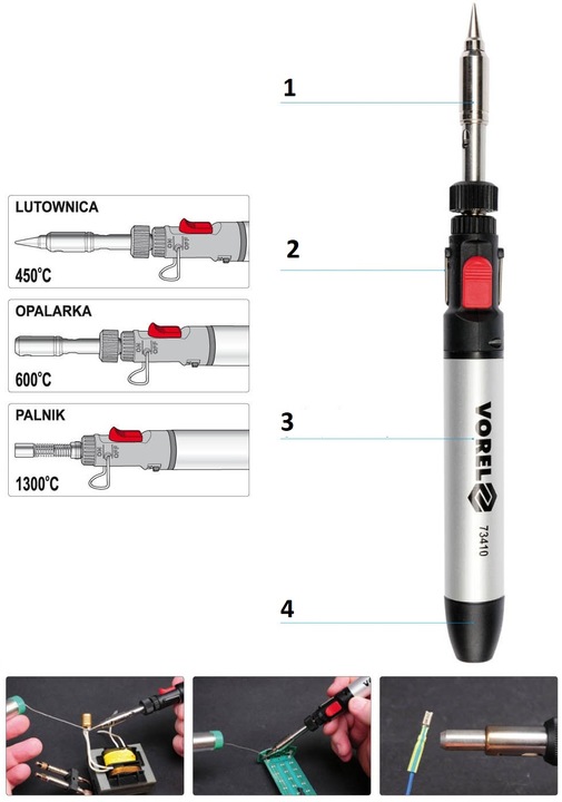 VOREL LUTOWNICA GAZOWA BUTAN OPALARKA PALNIK 3w1 70W 450-1300°C VOREL 73410