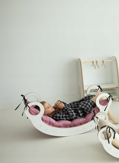 Bujak Montessori DREWNIANY XL +Poduszka Beżowa +Zjeżdżalnia +Ścianka ZESTAW