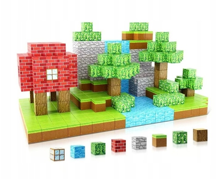 KLOCKI MAGNETYCZNE KLOCKI SZEŚCIANY 220 KLOCKÓW W TYM 2 FIGURKI GIGANTYCZNY