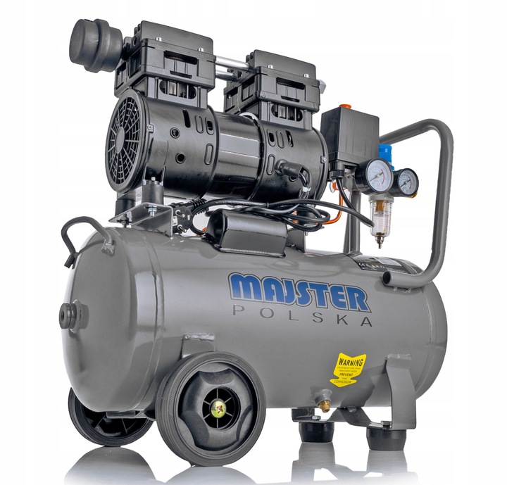 KOMPRESOR BEZOLEJOWY SPRĘŻARKA SEPARATOR 24L CICHY 60dB Majster Polska 0063