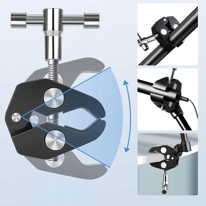 Crab Clamp Magic Arm Zacisk Studyjny Uniwersalny 1/4 3/8 + Ramię Przegubowe