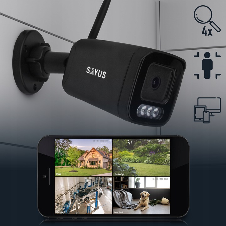 KAMERA ZEWNĘTRZNA IP WiFi 8MPx METALOWA 4K ULTRA HD DETEKCJA RUCHU ZOOM 8MP