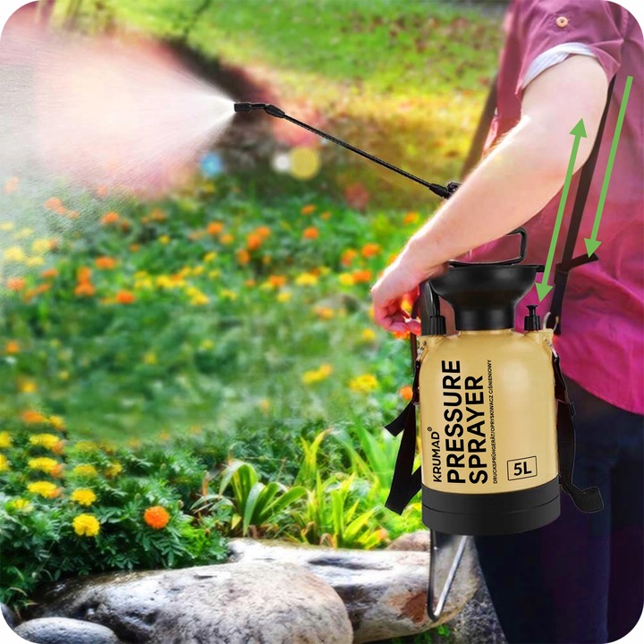 OPRYSKIWACZ RĘCZNY CIŚNIENIOWY OGRODOWY LANCA Z WĘŻEM 171 CM REGULACJA 5L