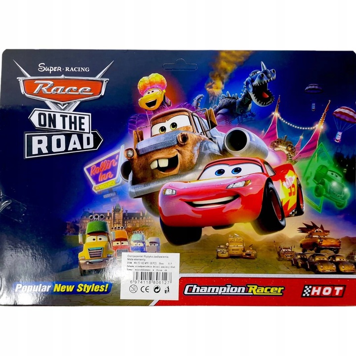 SAMOCHODY Z BAJKI CARS POJAZDY AUTA ZESTAW 12 SAMOCHODÓW 12w1 ZYGZAK ZŁOMEK