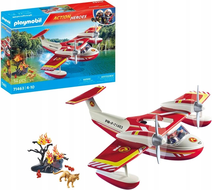 PLAYMOBIL ACTION HEROES 71463 SAMOLOT STRAŻY POŻARNEJ Z FUNKCJĄ GASZENIA