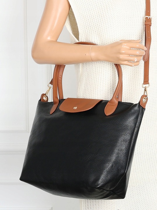 Torebka Damska Shopperka Pojemna A4 Modna Torba Listonoszka PU682 czarna