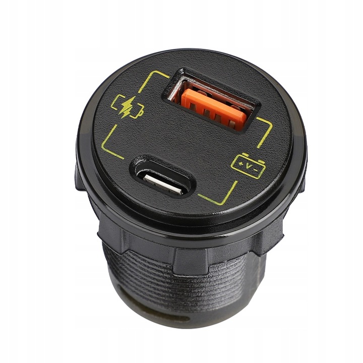ŁADOWARKA DO SAMOCHODU MOTOCYKLA ŁODZI USB USB-C 3,4A WOLTOMIERZ 12V 24V