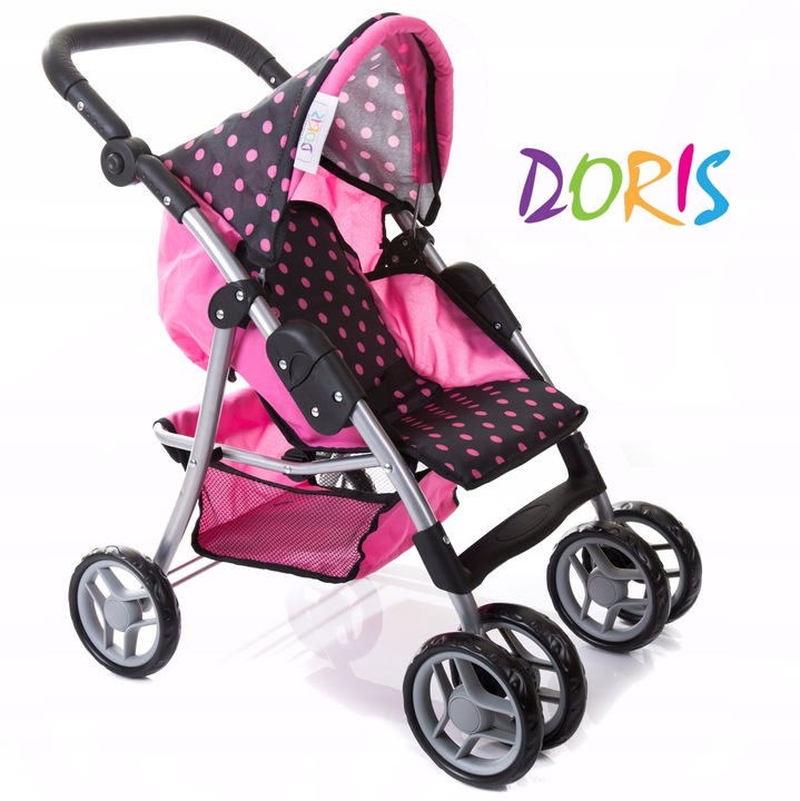 WÓZEK DLA LALEK spacerowy DUŻA spacerówka Doris składany regulowana rączka