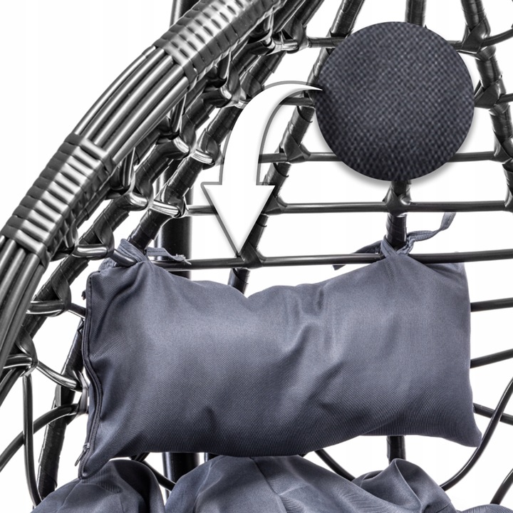 Kosz KOKON Fotel Wiszący Ogrodowy HUŚTAWKA Jakosc PREMIUM GRUBY XXL CZARNY