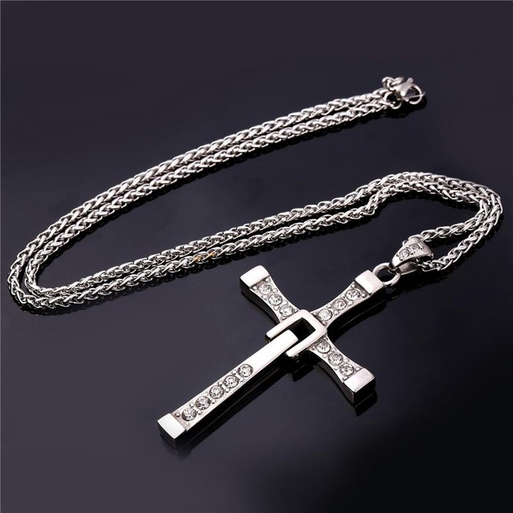 Naszyjnik KRZYŻ VIN DIESEL TORETTO18K STAL SREBRNY