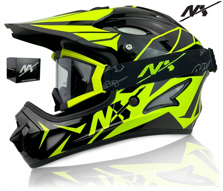 ZESTAW NX KASK + GOGLE DOWNHILL NX EXTREME r.XS |KASK ROWEROWY |900g LEKKI