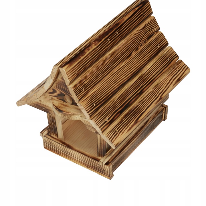 Piękny Duży Karmnik dla Ptaków Drewniany Opalany Super Jakość