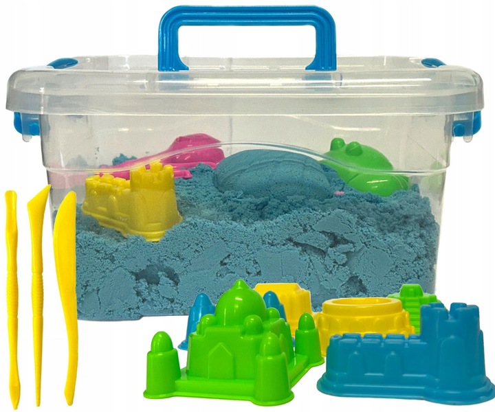 ZESTAW PIASEK KINETYCZNY 2kg + BASEN PIASKOWNICA FOREMKI SZPATUŁKI WALIZKA