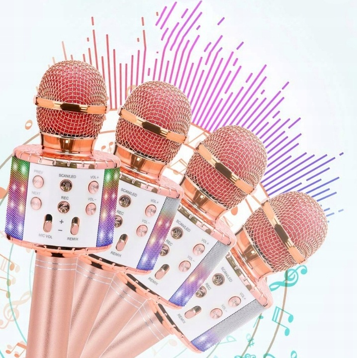 RÓŻOWY SMARTWATCH W KOMPLECIE 3w1 Z MIKROFONEM DO KARAOKE + SŁUCHAWKAMI