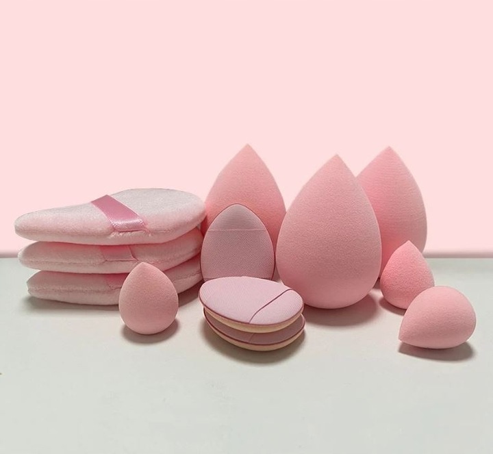 Gąbki Gąbka Do Makijażu Zestaw Make-up Puszek Trójkąt Gąbeczka Blender 12el