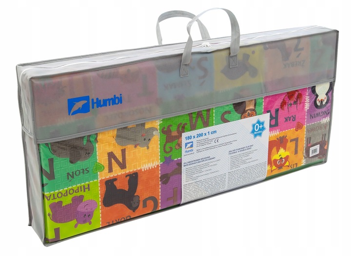 DUŻA MATA PIANKOWA SKŁADANA EDUKACYJNA DWUSTRONNA 180X200CM POLSKI ALFABET