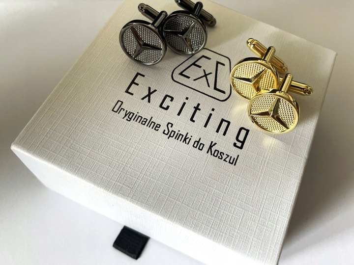 Spinki do mankietów koszuli EXC pozłacane Gwiazda Merc Mercedes Benz AMG SL