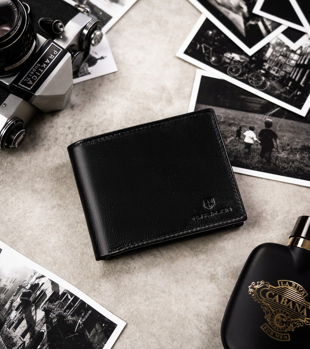 Portfel skórzany męski PETERSON pojemny RFID + brelok pudełko prezent