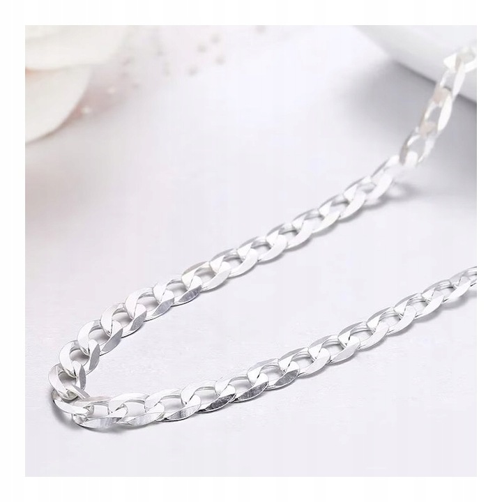 Szeroki męski łańcuszek pancerka naszyjnik srebrny 60 cm srebro próba 925