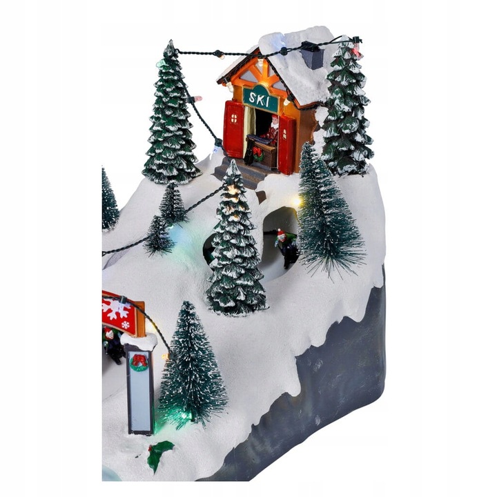 Świąteczna wioska ze stokiem narciarskim 25,5cm