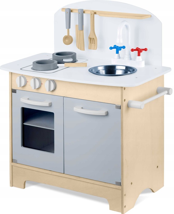 Ricokids Drewniana duża kuchnia interaktywna dla dzieci + akcesoria