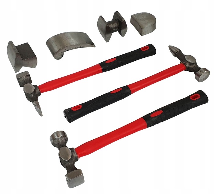 MŁOTEK BLACHARSKI ZESTAW MŁOTKÓW blacharskich FIBERGLASS 7el kowadła
