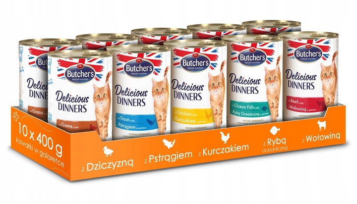 Mokra karma dla kota Butchers Delicious Dinner mix 5 smaków 10szt x 400g