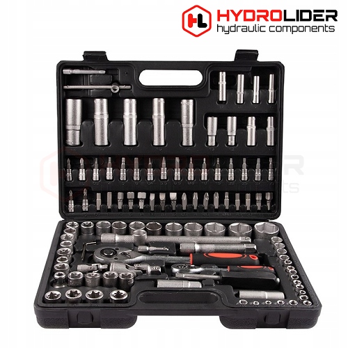 ZESTAW NARZĘDZIOWY KLUCZE NASADOWE 108 ELEMENTÓW NASADKI GRZECHOTKI 1/4 1/2