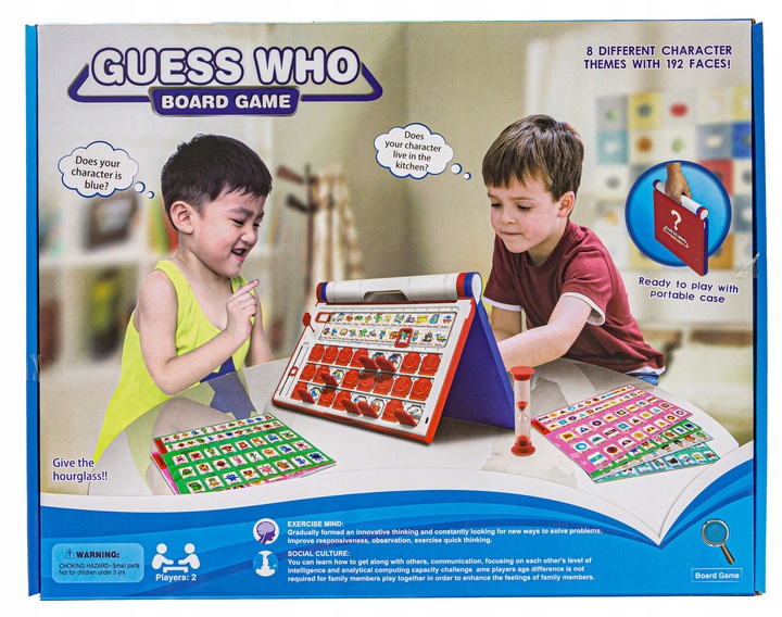 Edukacyjna GRA PAMIĘCIOWA Zgadnij Kto to? PRZENOŚNA WALIZKA 8 PLANSZ