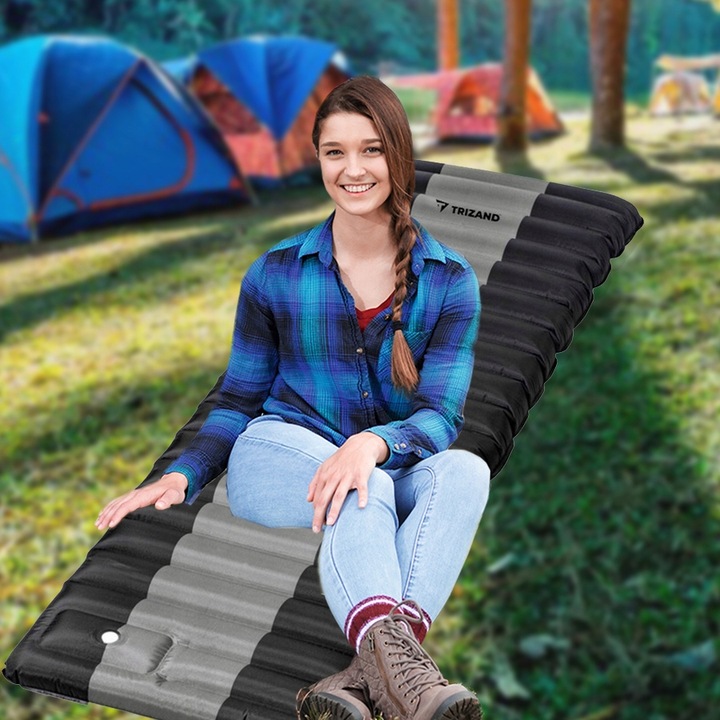 MATERAC DMUCHANY TURYSTYCZNY DO NAMIOTU ZWIJANY MOCNY + WBUDOWANA POMPKA