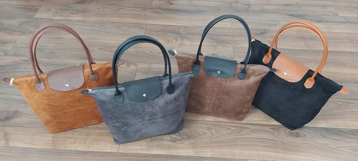 Włoska skórzana listonoszka Vera Pelle zamsz A5 Camel