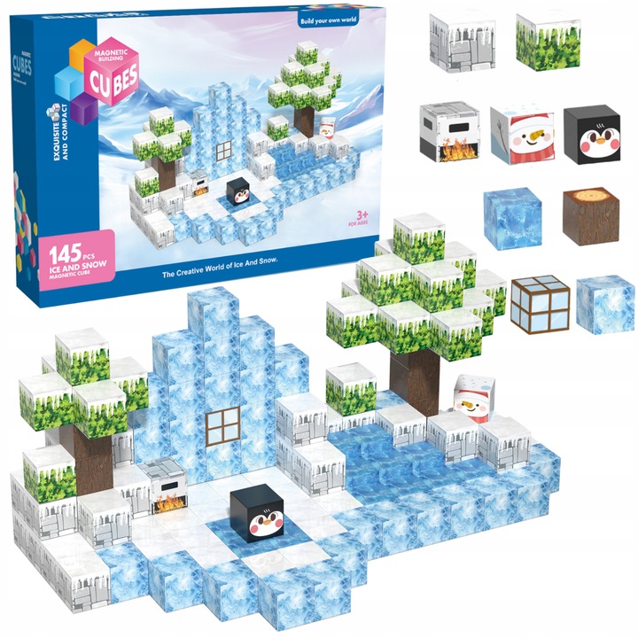 KLOCKI MAGNETYCZNE 2 cm kostki budowlane konstrukcyjne BLOKI SZEŚCIANY 145