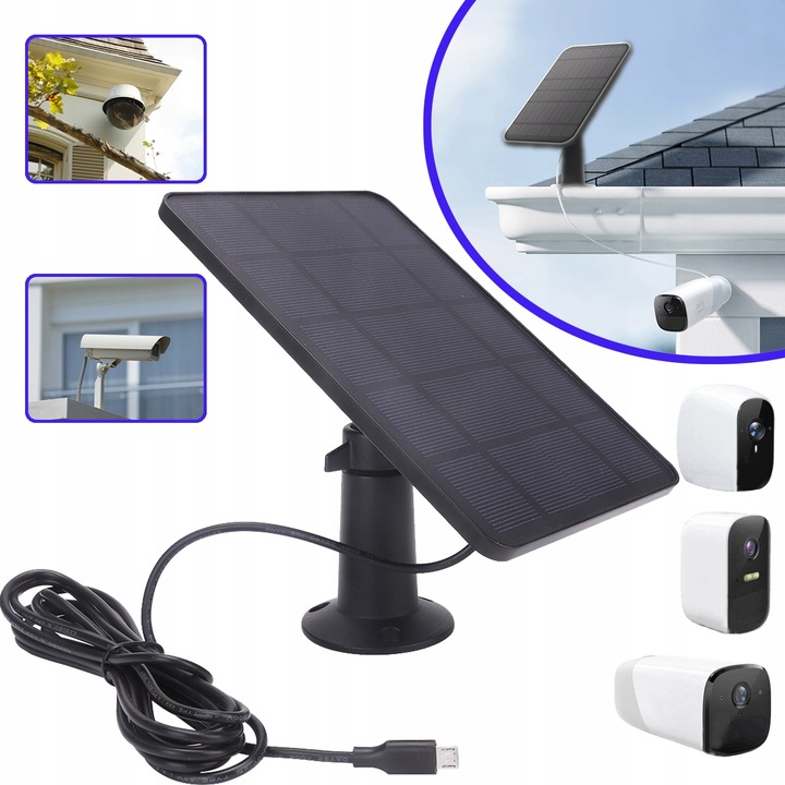 PANEL SŁONECZNY 4W DO KAMERY BEZPIECZEŃSTWA, PANEL SŁONECZNY MICRO USB