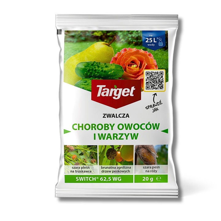 Środek grzybobójczy Switch 62,5 WG Zwalcza CHOROBY Szara Pleśń Target 20 g