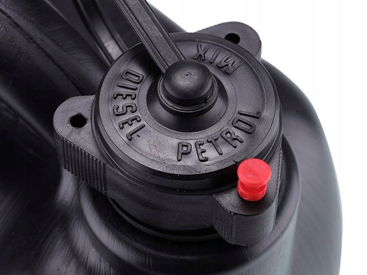 KANISTER PLASTIKOWY NA PALIWO OWALNY CZARNY Z LEJKIEM 20L